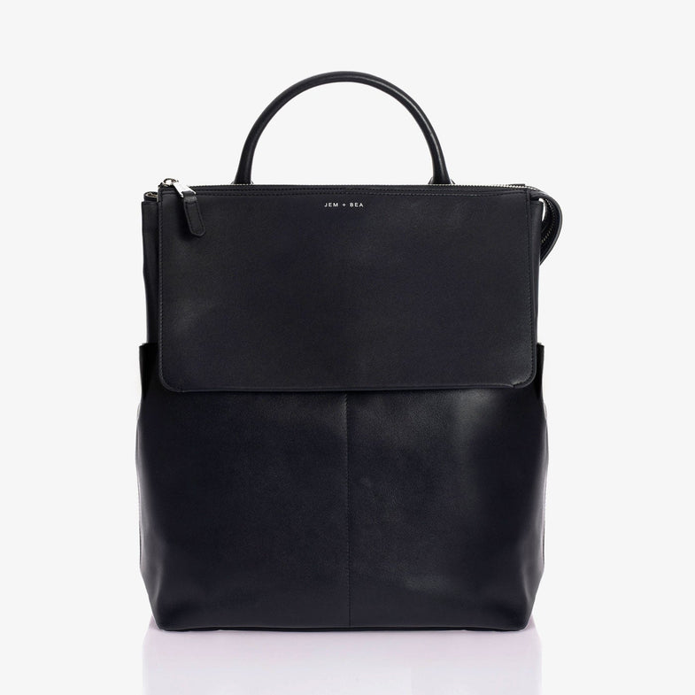 Jem + Bea Jemima Diaper Bag | Ada Backpack Black Leather