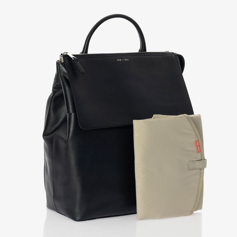 Jem + Bea Jemima Diaper Bag | Ada Backpack Black Leather
