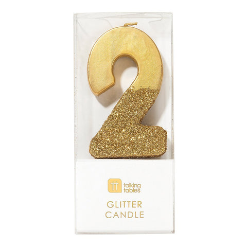 Talking Tables Golden Glitter Candle | Gold 2