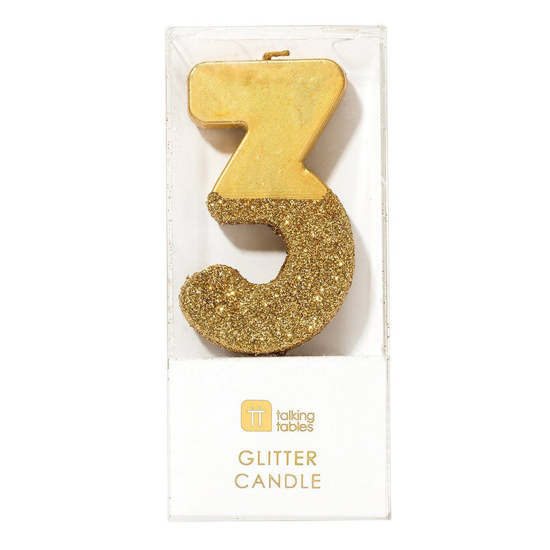 Talking Tables Golden Glitter Candle | Gold 3