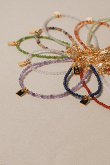 Galore Bracelet Birthstone January Garnet & Tag | Gold