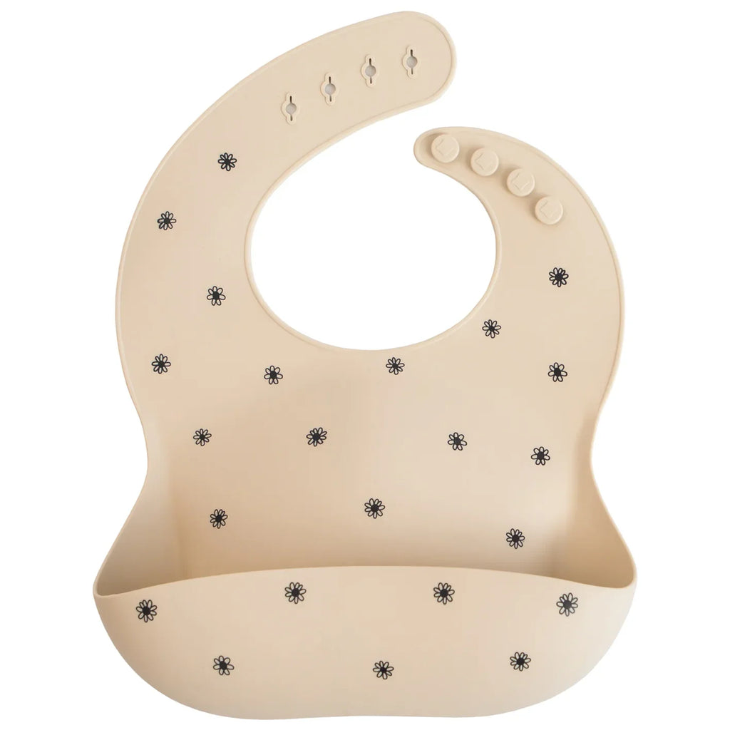 Mushie Bibs Silicone bib | Black Daisy