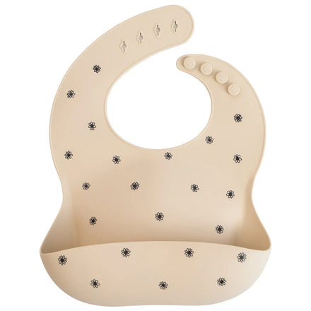 Mushie Bibs Silicone bib | Black Daisy