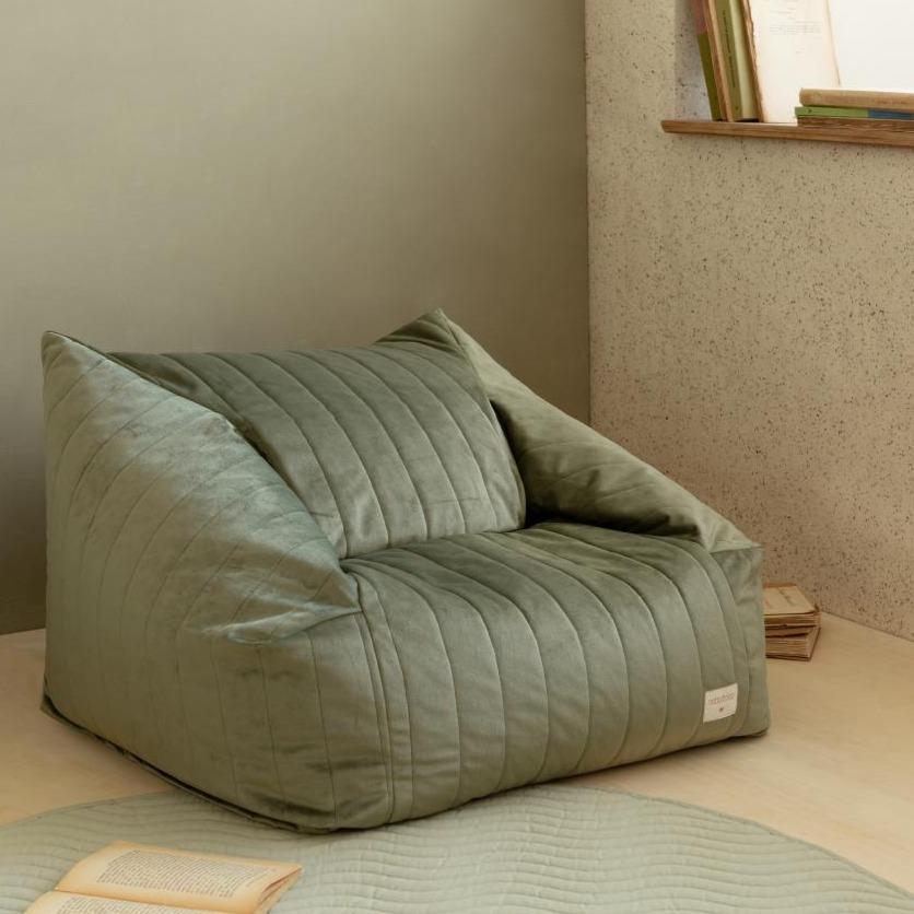 Nobodinoz Chelsea Velvet Beanbag | Olive Green