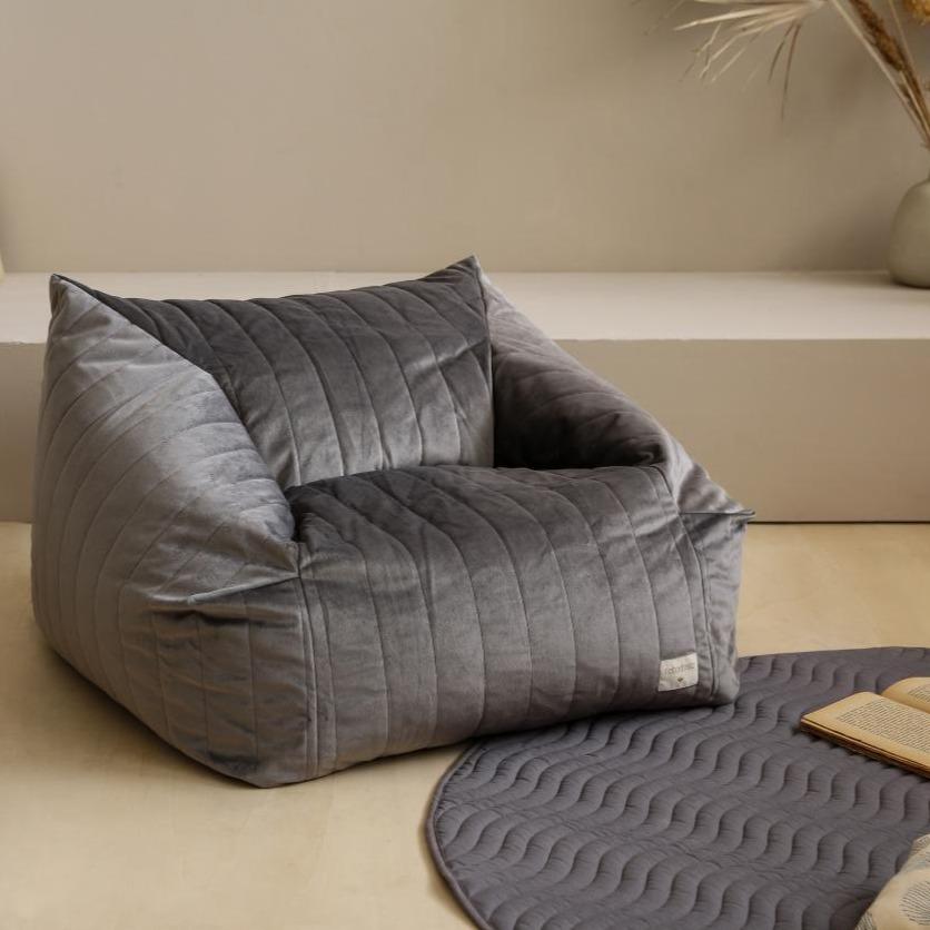 Nobodinoz Chelsea Velvet Beanbag | Slate Grey