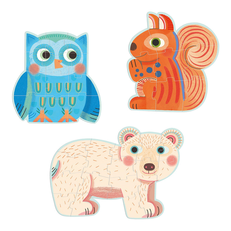 Djeco Set of 3 puzzles In the woods