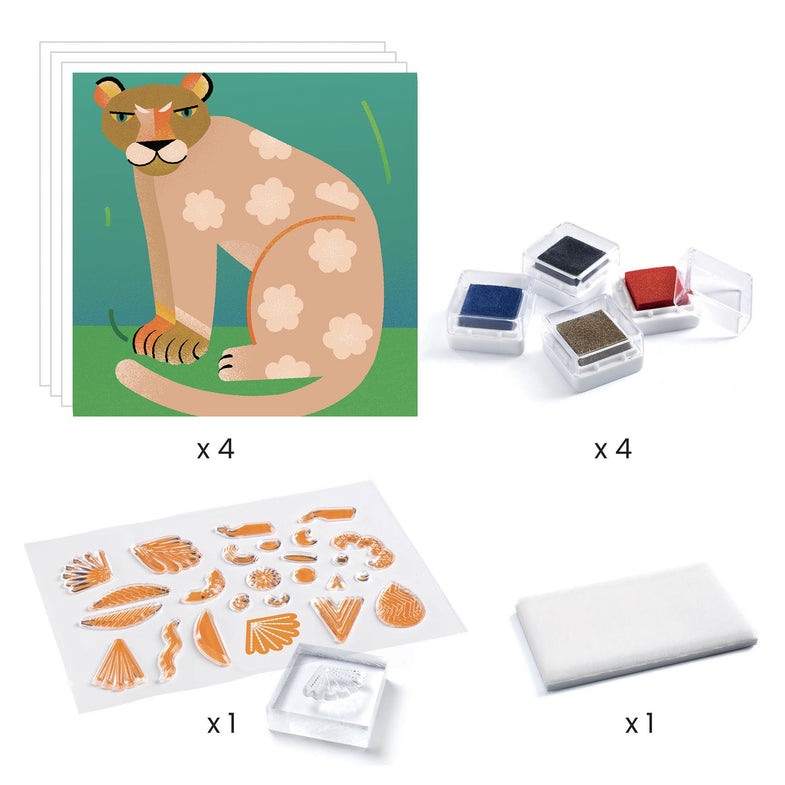 Djeco creative stamp set | Patterns and animals