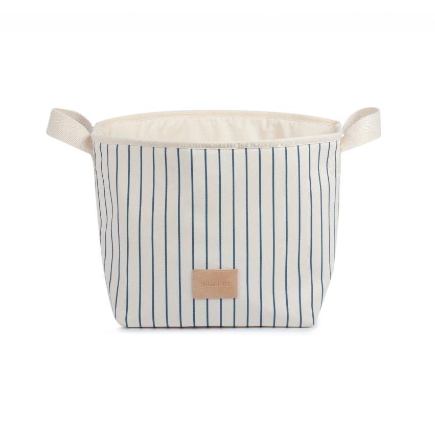 Nobodinoz Storage Basket Django 22x23cm - Thin Blue Stripes /Natural