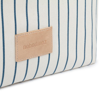 Nobodinoz Storage Basket Django 22x23cm - Thin Blue Stripes /Natural