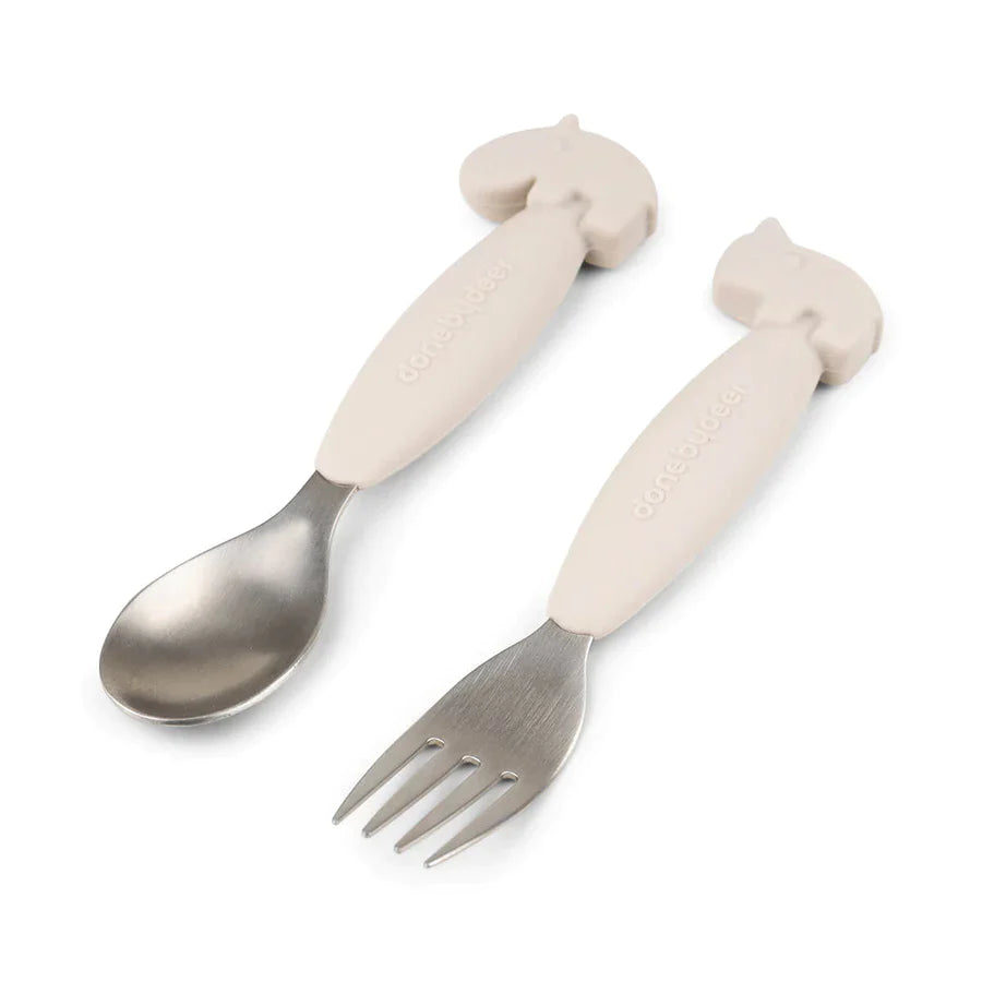 Done by Deer Easy-Grip Cutlery Set | Deer Friends Sand