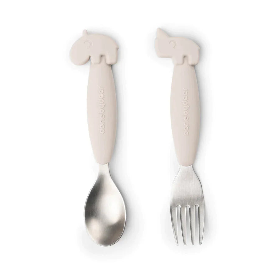 Done by Deer Easy-Grip Cutlery Set | Deer Friends Sand
