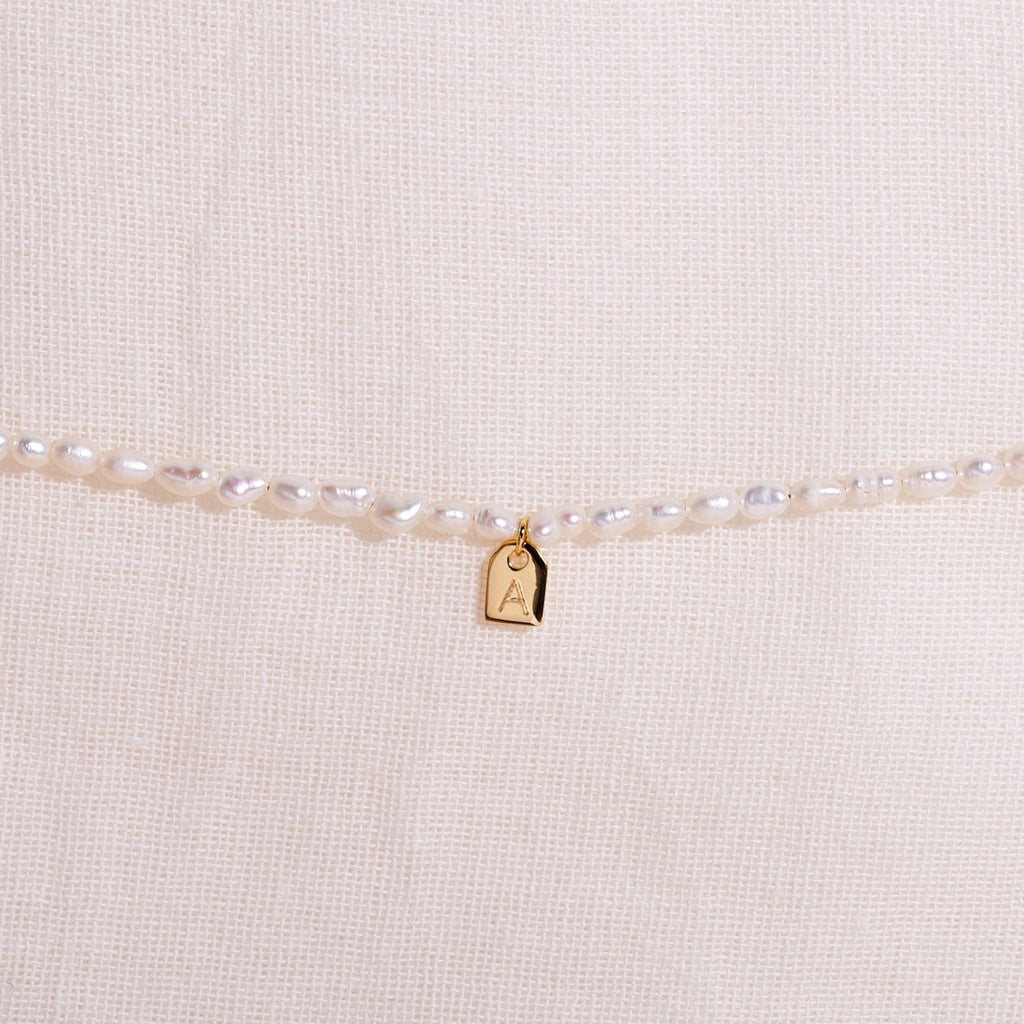 Galore Personalized Bracelet Pearl & Tag | Gold Baby