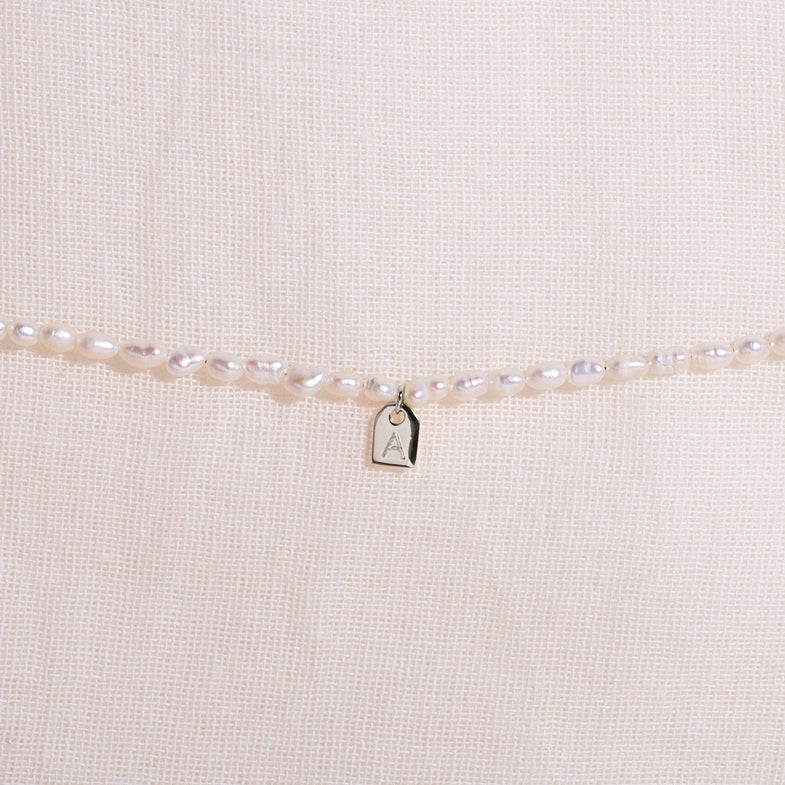 Galore Personalized Bracelet Pearl & Tag | Silver Women