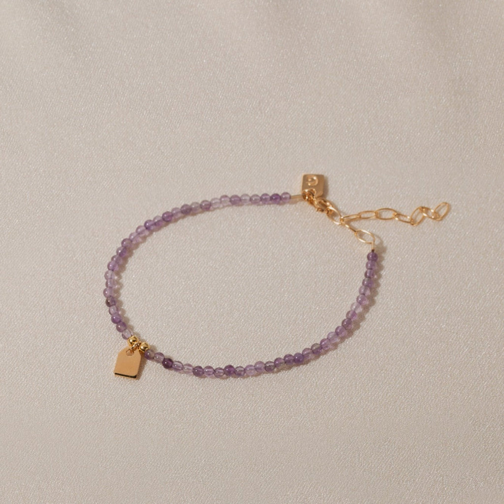 Galore Bracelet Birthstone February Amethyst & Tag | Gold