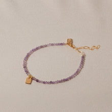 Galore Bracelet Birthstone February Amethyst & Tag | Gold