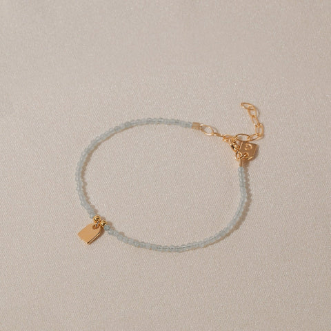 Galore Bracelet Birthstone March Aquamarine & Tag | Gold