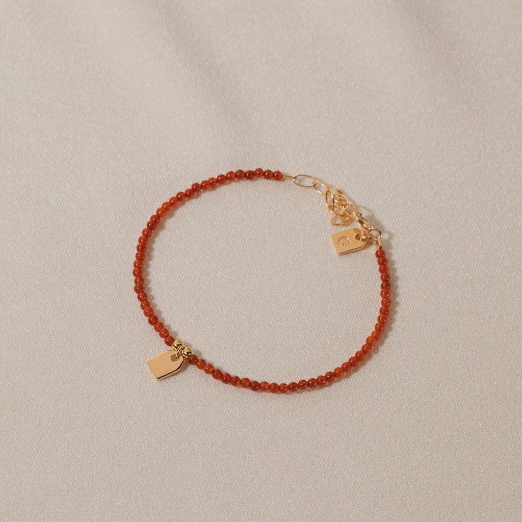 Galore Bracelet Birthstone July Carnelian & Tag | Gold