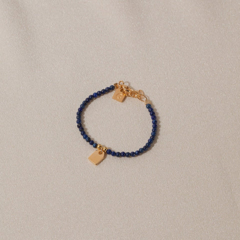 Galore Bracelet Birthstone December Lapis Lazuli & Tag | Gold
