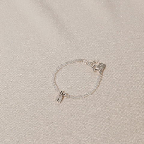 Galore Bracelet Birthstone April Crystal Quartz & Tag | Silver