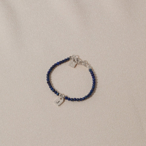 Galore Bracelet Birthstone December Lapis Lazuli & Tag | Silver