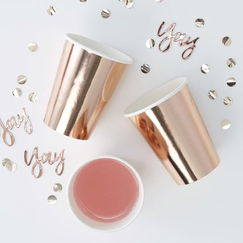 Ginger Ray Set 8 Cardboard cups - Rosé Gold