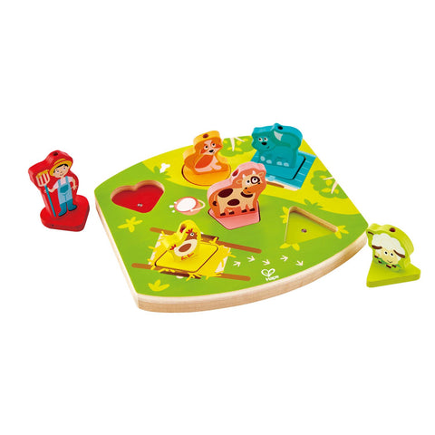 Hape Wooden Inlay Puzzle With Sound | Farmyard