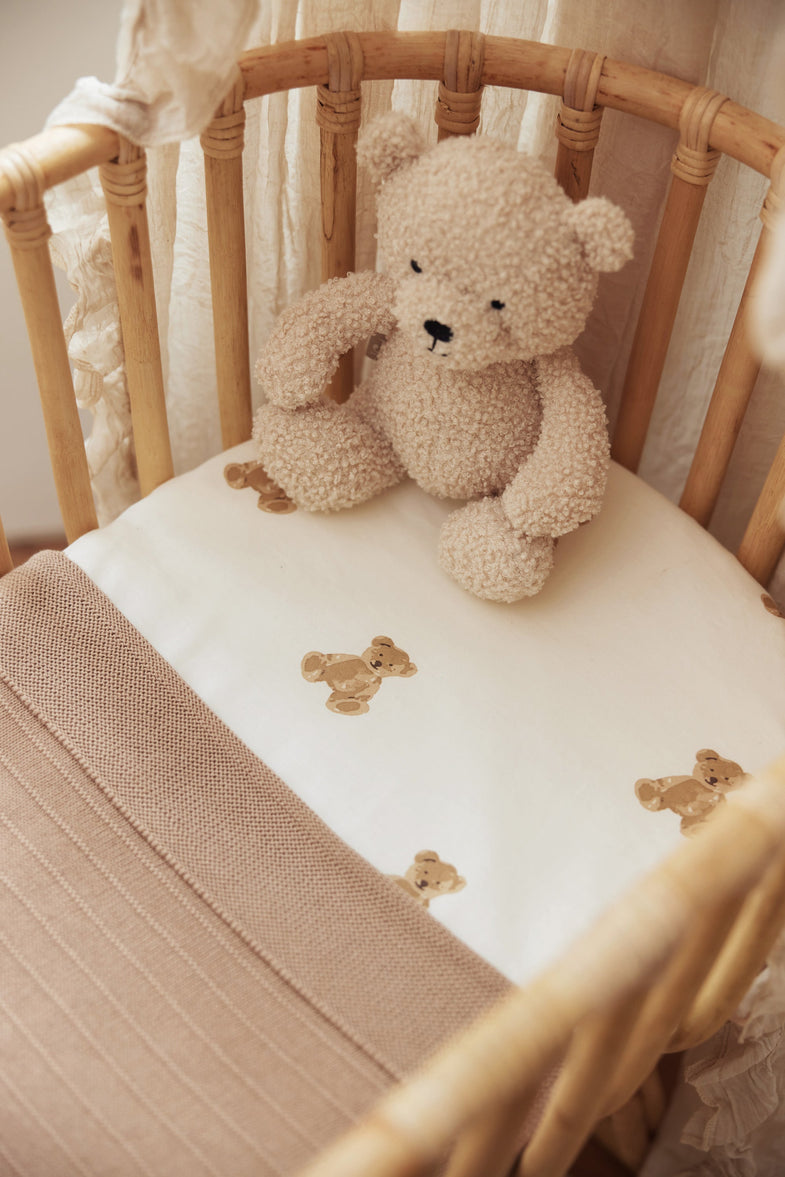 Jollein fitted sheet Jersey Crib 40/50x80/90cm | Teddy Bear