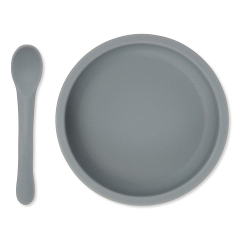 Konges Sløjd Silicone Plate & Spoon | Quarry Blue