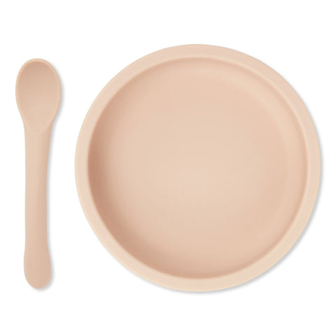 Konges Sløjd Silicone Plate & Spoon | Strawberry Ice