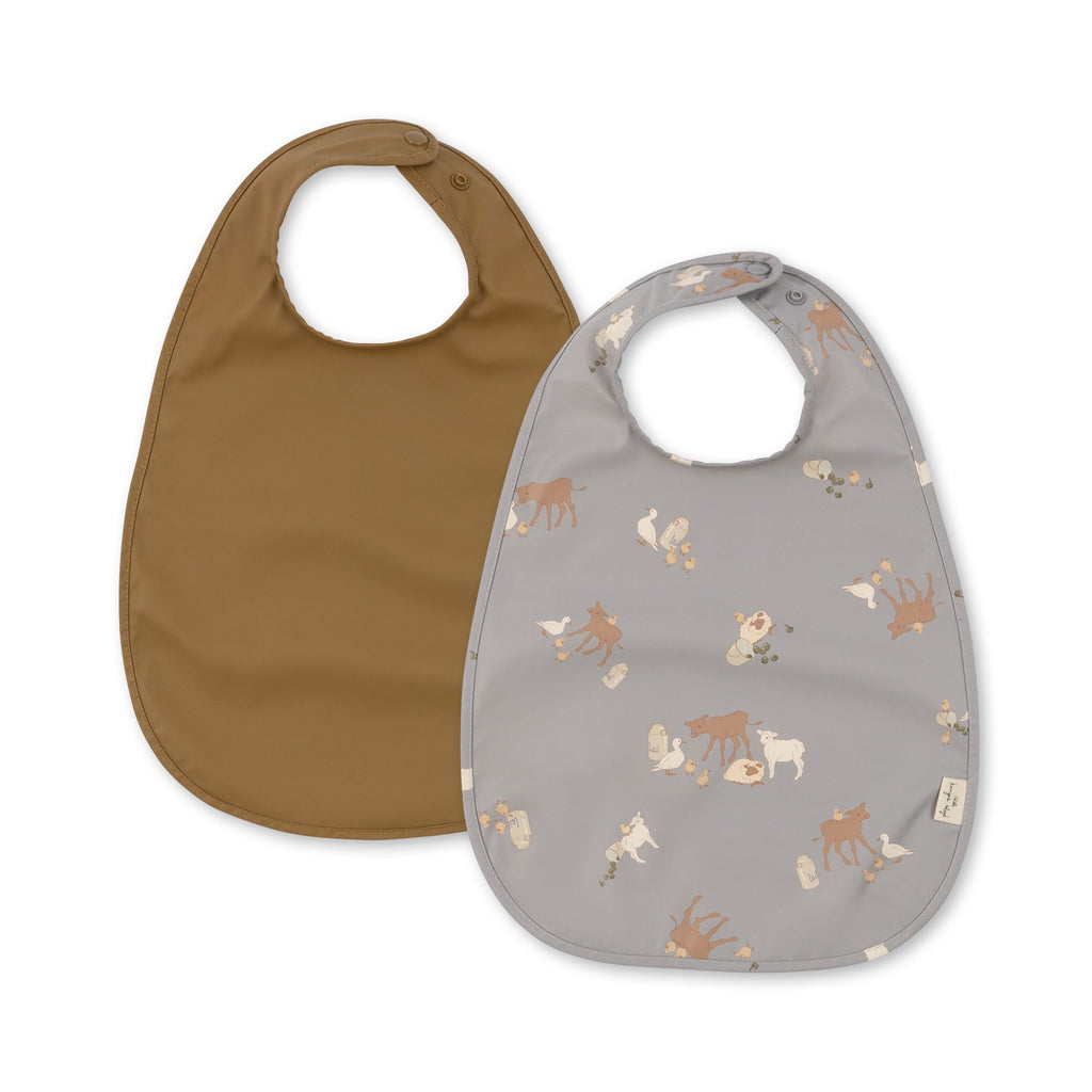 Konges Sløjd Bib Washable 2-pack | Farm Blue /Dull Gold