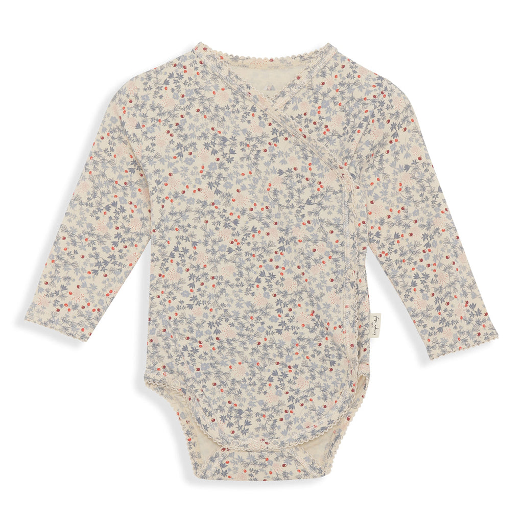 Konges Sløjd Newborn Overslag Romper | Rose Hip Blue