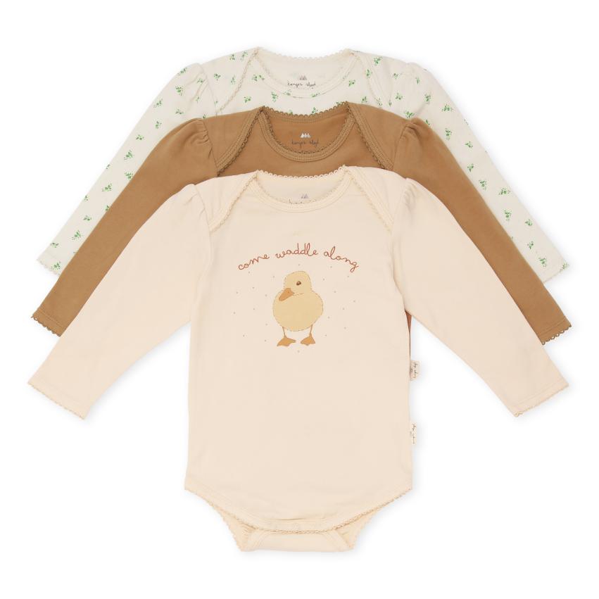 Konges Sløjd 3-Pack Longsleeve Body | Apple Petales / Tobacco / Duckling