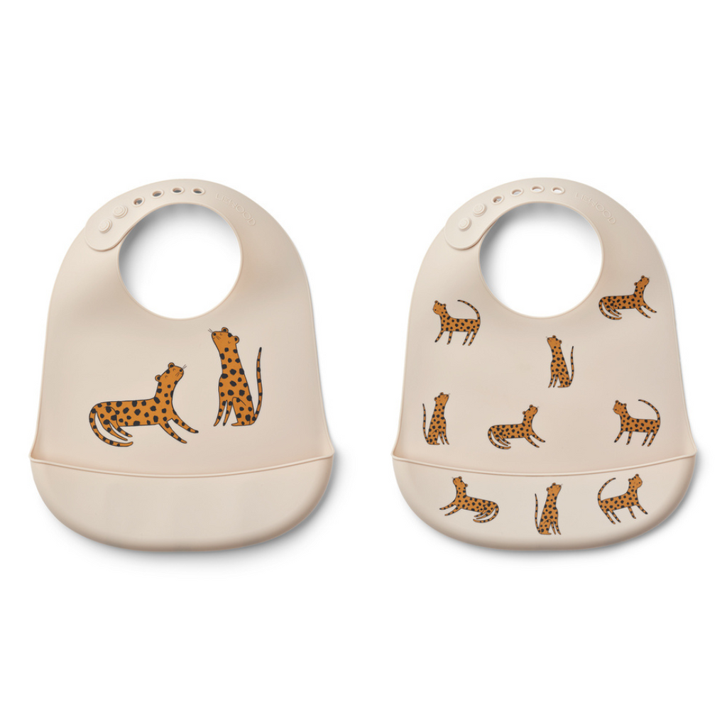 Liewood Tilda Silicone Bib 2 Pack | Leopard Sandy