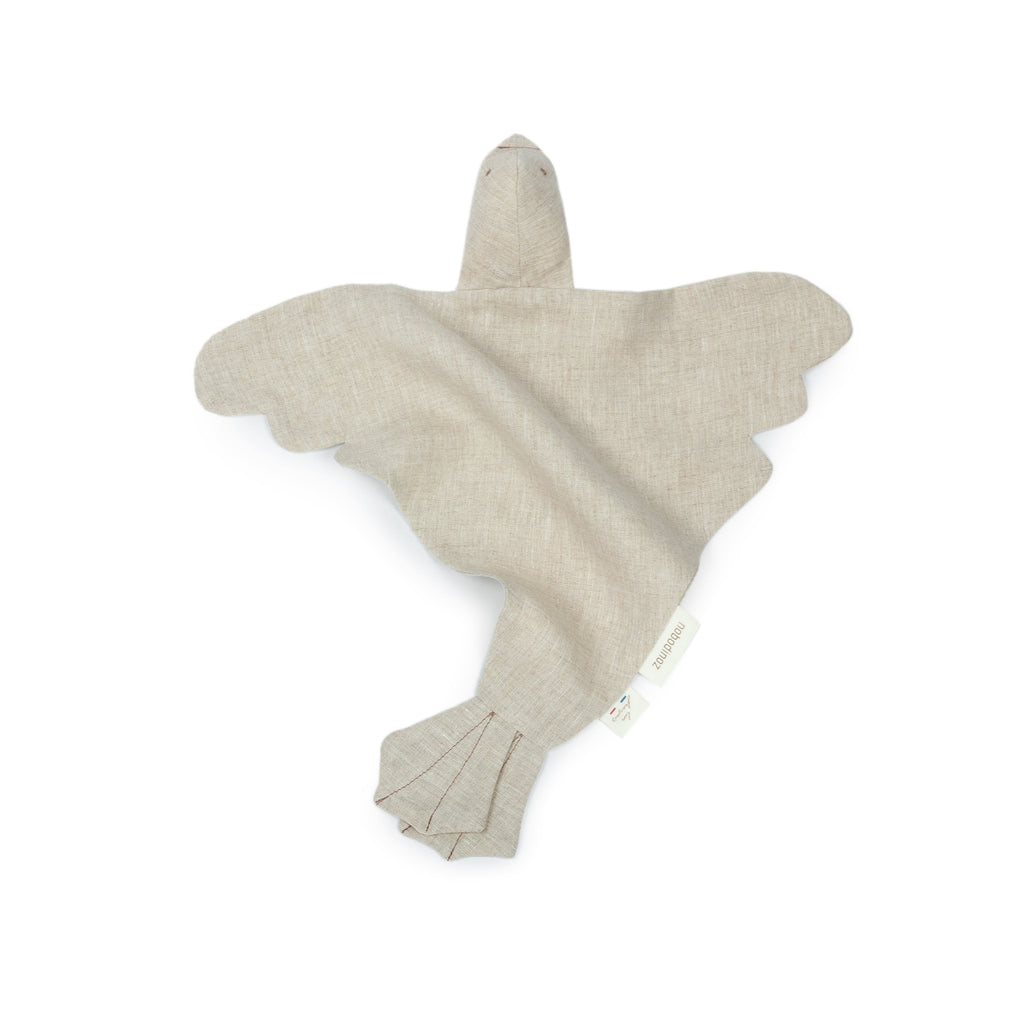 Nobodinoz Lin Français Bird Doudou Cuddle Cloth 40x48cm Greige