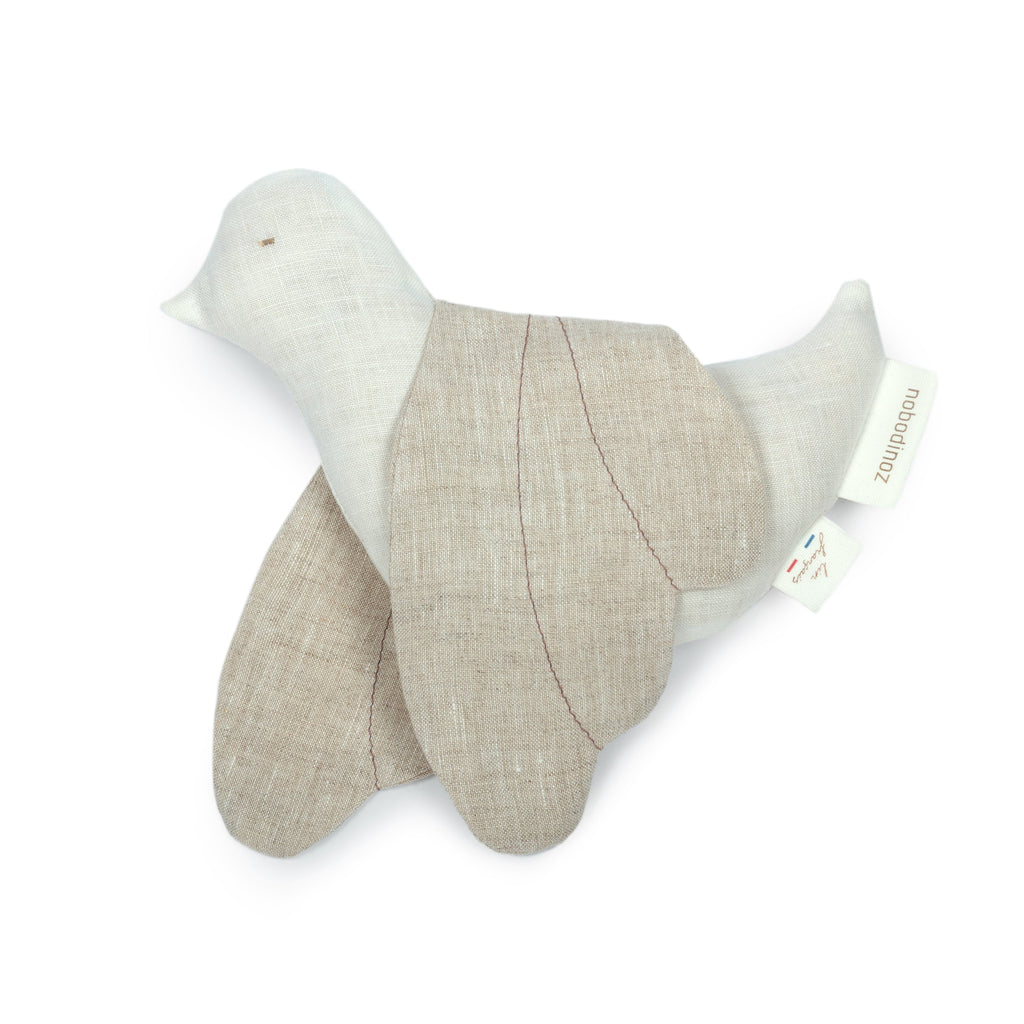 Nobodinoz Lin Français Bird Rattle 21x16cm Off White