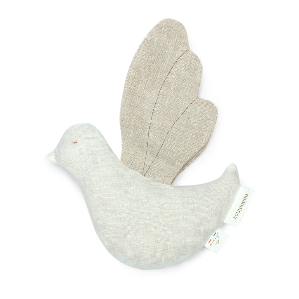 Nobodinoz Lin Français Bird Rattle 21x16cm Off White