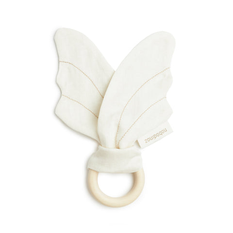 Nobodinoz Lin Français Wings Teether Ring 21x7cm Off White