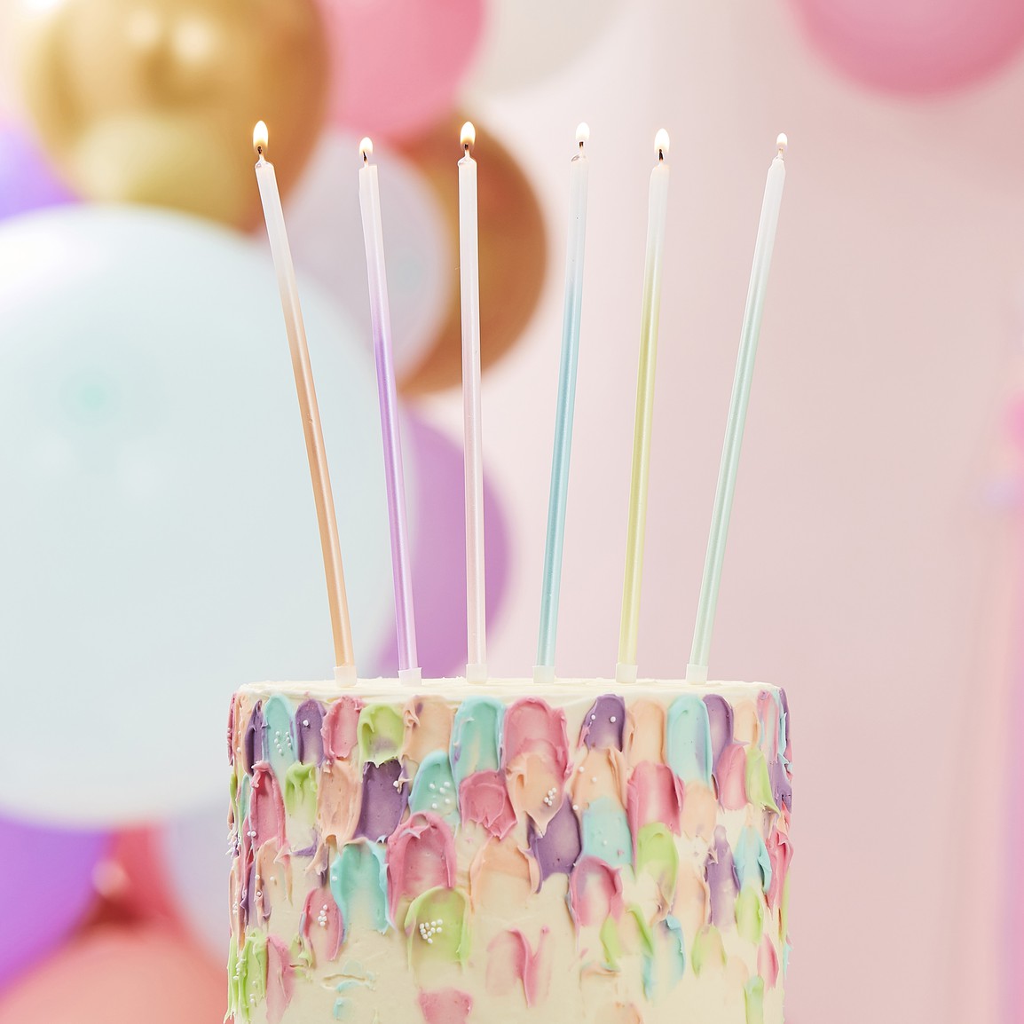 Gold set 12 candles Extra Long Ombre Pastels