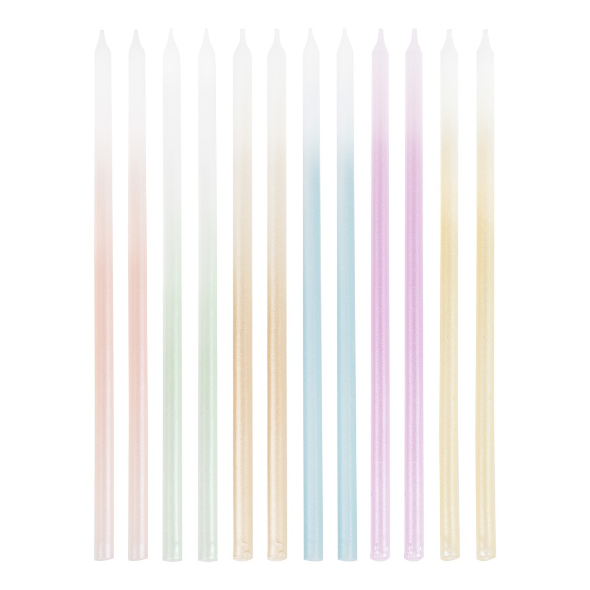 Gold set 12 candles Extra Long Ombre Pastels