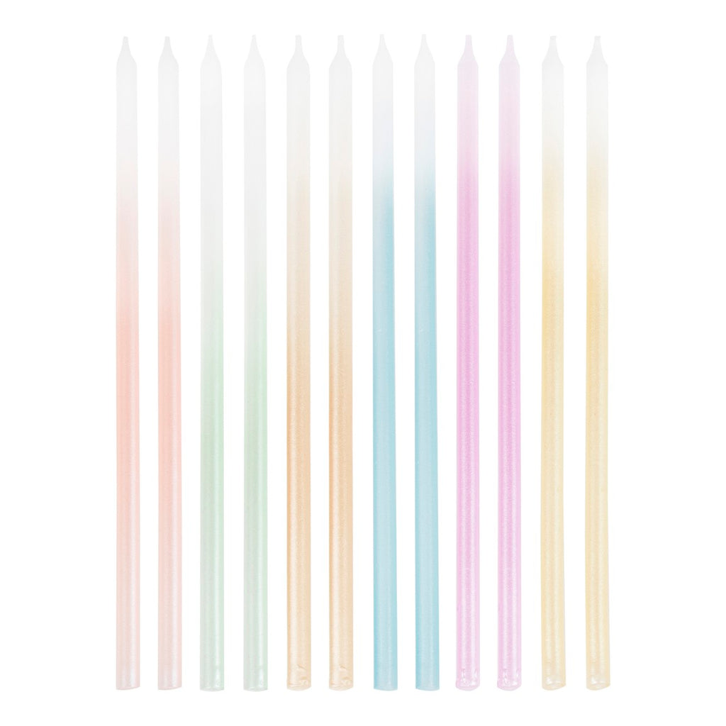 Gold set 12 candles Extra Long Ombre Pastels