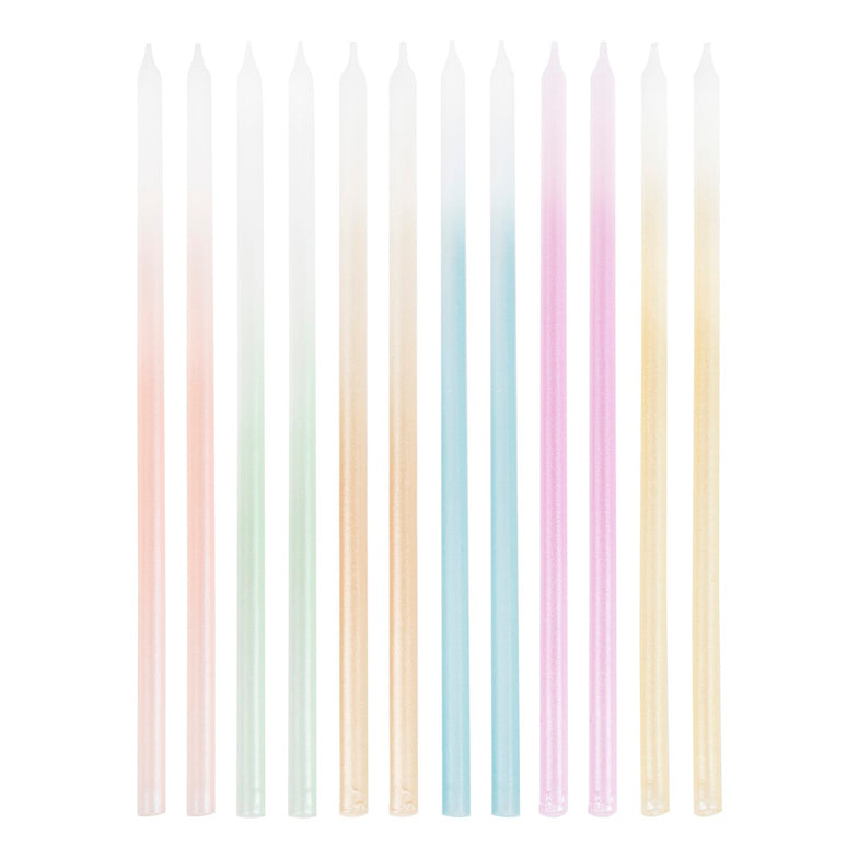Gold set 12 candles Extra Long Ombre Pastels