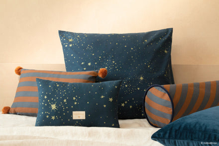 Nobodinoz Cylinder Cushion 50x18cm Green Taupe Stripes