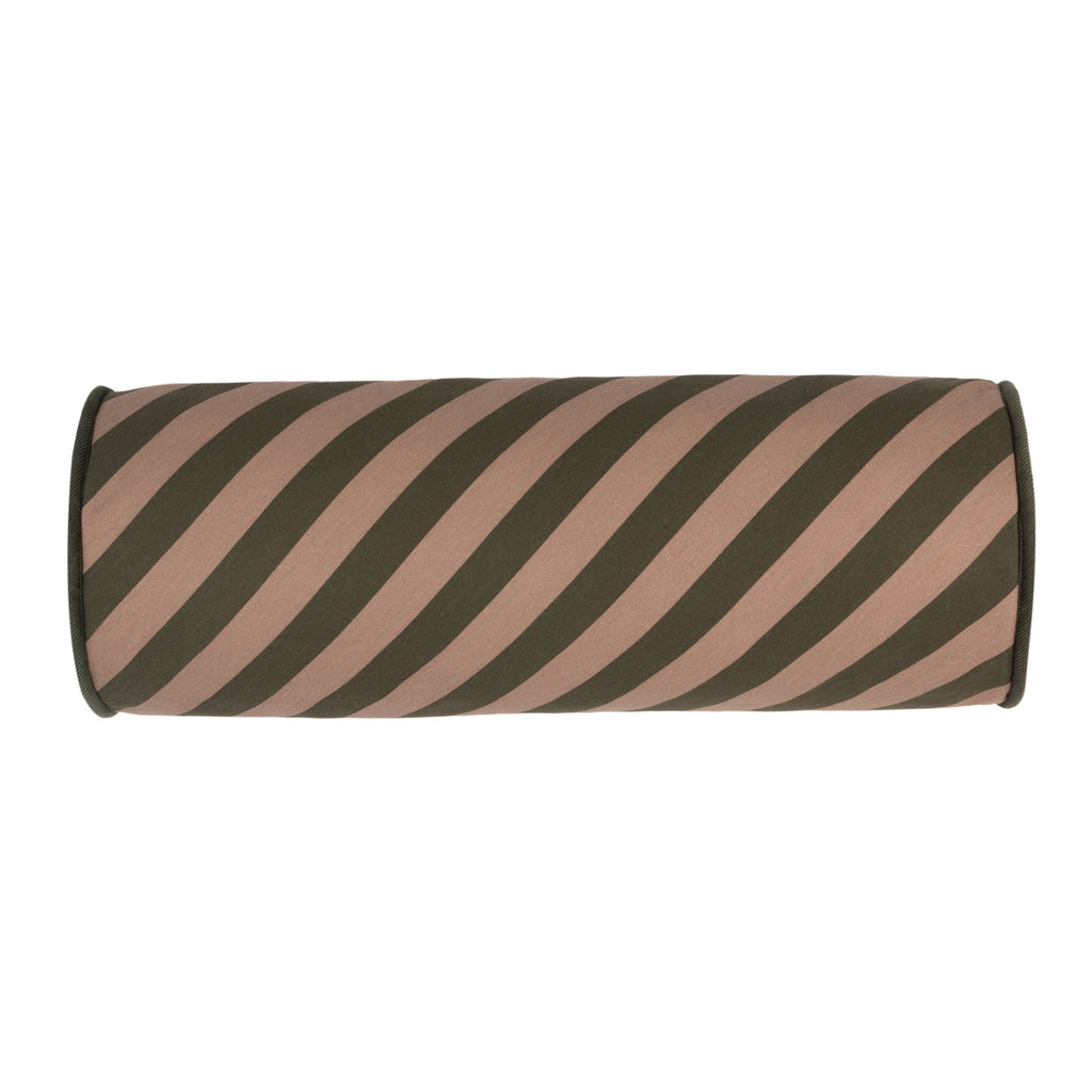 Nobodinoz Cylinder Cushion 50x18cm Green Taupe Stripes