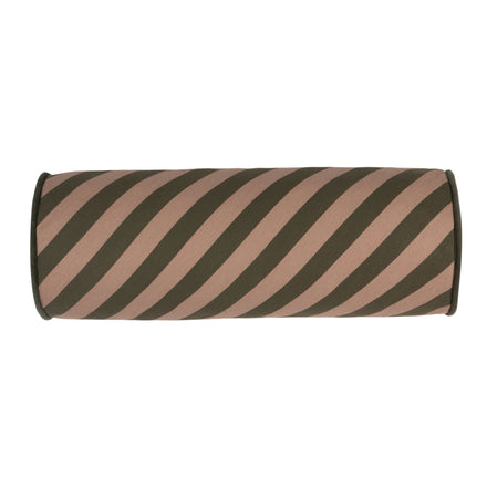 Nobodinoz Cylinder Cushion 50x18cm Green Taupe Stripes