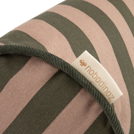 Nobodinoz Cylinder Cushion 50x18cm Green Taupe Stripes