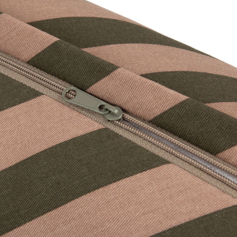 Nobodinoz Cylinder Cushion 50x18cm Green Taupe Stripes