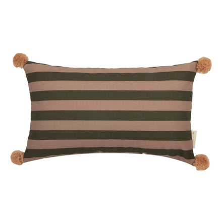 Nobodinoz Majestic Rectangular Cushion 46x27cm Green Taupe Stripes
