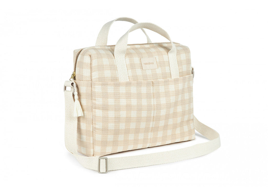 Nobodinoz Gala diaper bag Waterproof 100% organic cotton | Ivory Checks