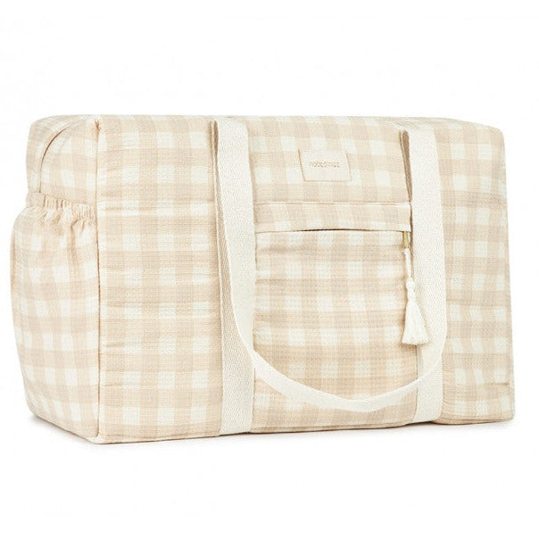 Nobodinoz Opera diaper bag Waterproof 100% organic cotton | Ivory Checks