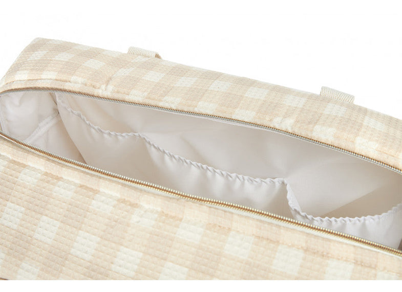 Nobodinoz Opera diaper bag Waterproof 100% organic cotton | Ivory Checks